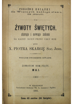Żywoty świętych starego i nowego zakonu 1881r