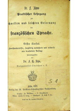 Praktischer lehrgang zur schnellen und leichten erlernung 1887 r