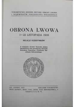 Obrona Lwowa tom I 1933 r.