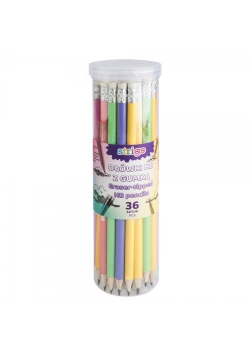 Ołówki pastelowe STRIGO HB z gumką Display 36 sztuk