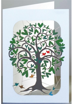 Karnet PM243 wycinany + koperta Zielone drzewo
