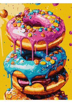 Malowanie po numerach - Pyszne pączki 30x40cm