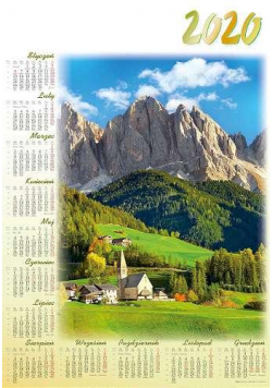 Kalendarz 2020 jednoplanszowy Dolomity