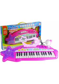 Keyboard organki 37 klawiszy MP3 mikrofon różowe