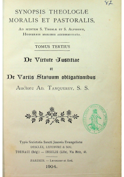 Theologia Moralis Pastoralis Tom III 1904 r.
