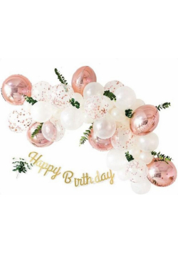 Zestaw balonów Happy Birthday różowe złoto 36el