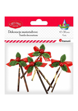 Kokarda czerwona z napisem Merry Christmas 4szt