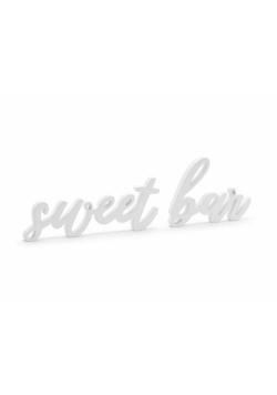 Drewniany napis Sweet bar biały 37x10cm