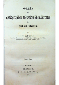 Geschichte der apologetischen und polemischen literatur 1865 r.