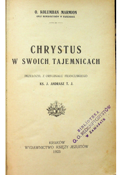 Chrystus w swoich tajemnicach 1923 r