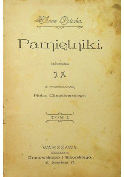 Potocka Pamiętniki tom I 1893 r.