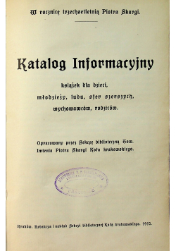 Katalog informacyjny 1912 r