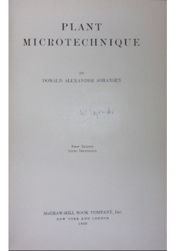 Plant microtechnique 1940 r.