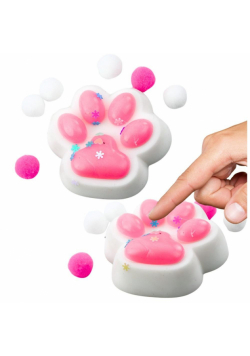 Gniotek Kocia łapka antystresowa Squishy biało-róż