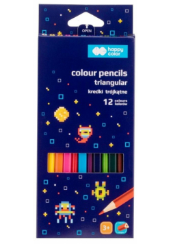 Kredki drewniane trójkątne Pixi Planet 12 kolorów Happy Color