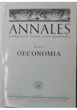 Annales sectio H Oeconomia Vol XXXIV