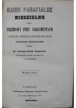 Nauki parafialne niedzielne oraz przemowy przy sakramentach 1858r