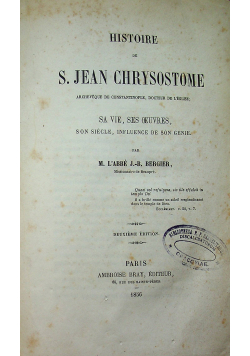 Histoire de S Jean Chrysostome 1856 r.