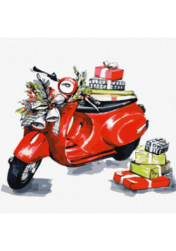 Malowanie po numerach - Świąteczny motocykl 30x30