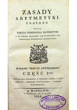 Zasady arytmetyki Część I 1832 r.