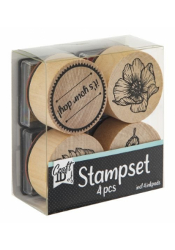 Zestaw 4 stempli drewnianych BLUE