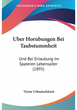 Uber Horubungen Bei Taubstummheit