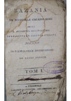 Kazania na niedziele całego roku Tom I 1833 r.