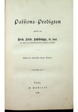 Paffions Predigten 1889r