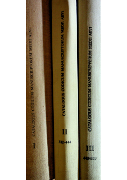 Catalogus Codicum Manuscriptorum Tom I do III