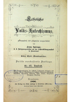 Katholischer Volks-Katechismus 1896 r