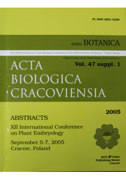 Acta Biologica Cracoviensia Vol 47 suppl 1