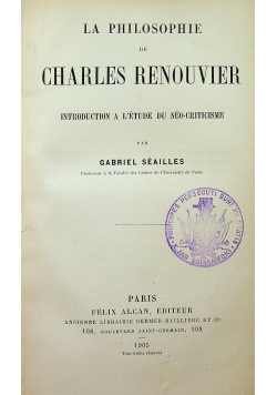 La Philosophie de Charles Renouvier 1905 r.