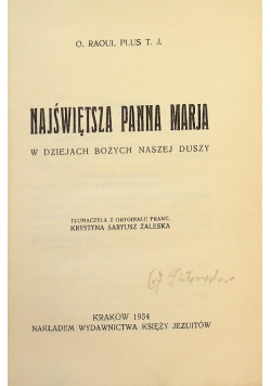 Najświętsza Panna Marja 1934 r.