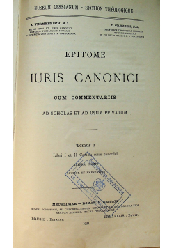 Epitome Iuris Canonici Tom I 1924 r
