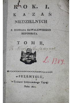 Rok I kazań niedzielnych Tom II 1827 r.