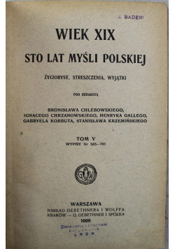 Wiek XIX Sto lat myśli polskiej Tom V 1909 r