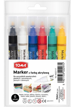 Marker akrylowy okrągła końcówka 2,5mm 6kol