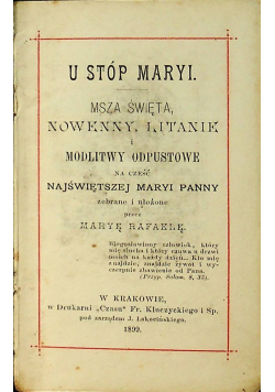 U stóp Maryi 1899r