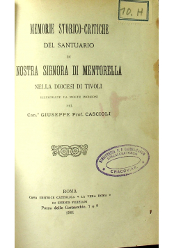 Memorie Storico Critiche del Santuario 1901 r