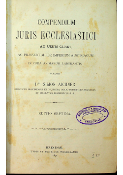 Compendium Juris Ecclesiastici 1890 r