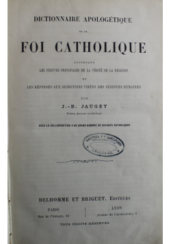 Dictionnaire Apologetique De La Foi Catholique 1911r
