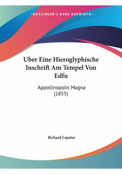 Uber Eine Hieroglyphische Inschrift Am Tempel Von Edfu