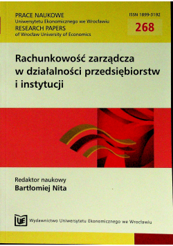 Rachunkowość zarządcza w działalności przedsiębiorstw i instytucji