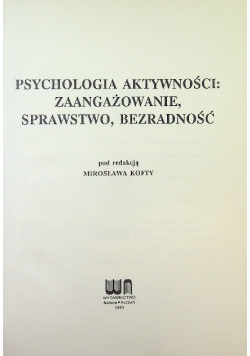 Psychologia aktywności zaangażowanie, sprawstwo, bezradność