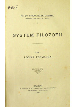 System filozofii tom I 1899 r