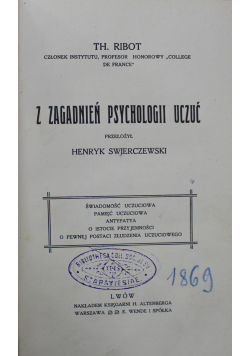 Z zagadnień psychologii uczuć 1912 r.