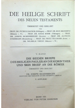 Die Heilige Schrift Neuen Testaments V Band 1921 r.
