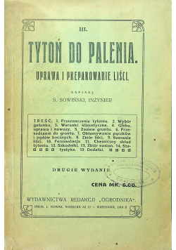 Tytoń do palenia uprawa i preparowanie liści 1919 r