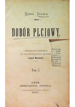 Dobór płciowy Tom I 1875 r.