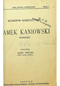 Zamek Kaniowski powieść 1925